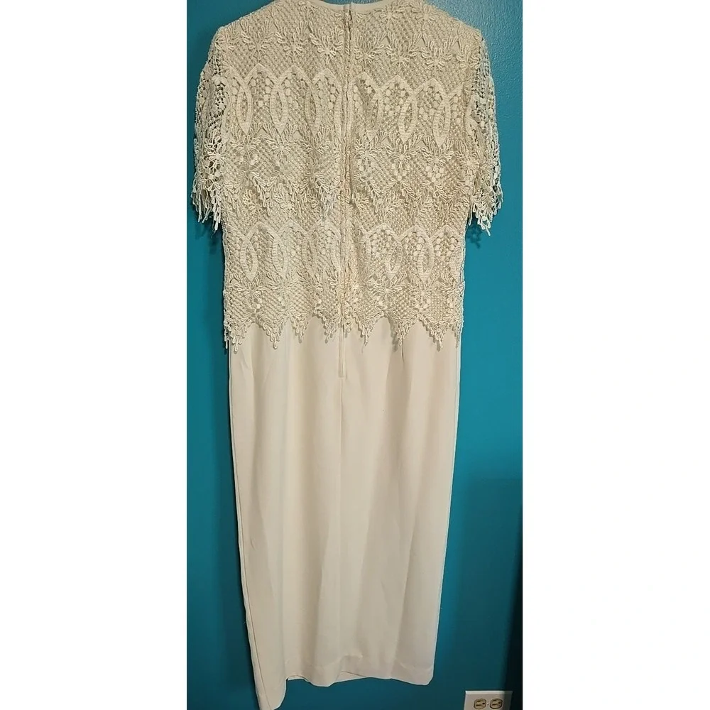 Vtg Karen Miller Sz 10 Ivory Mother of the Bride Cocktail Formal Maxi Dress USA - Picture 5 of 11